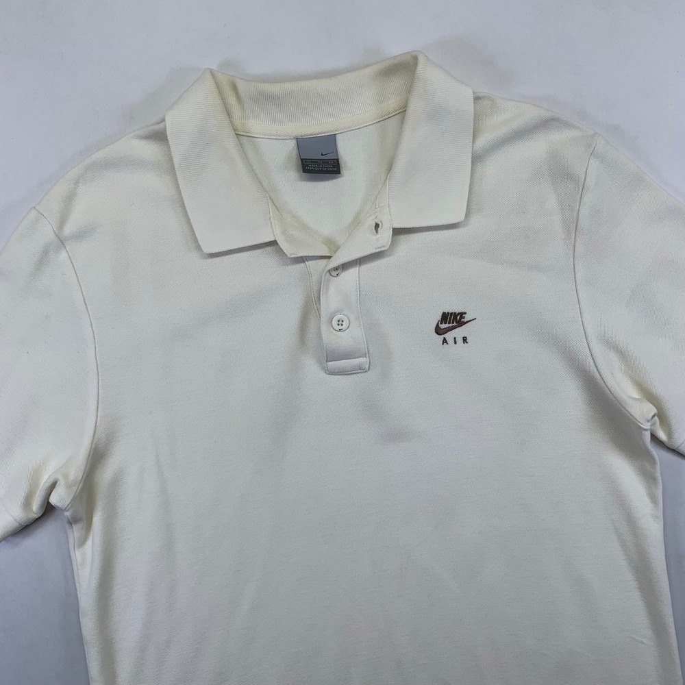 Vintage Nike Air Polo Shirt Mens XL Ivory White Embroidered Logo Casual Collared